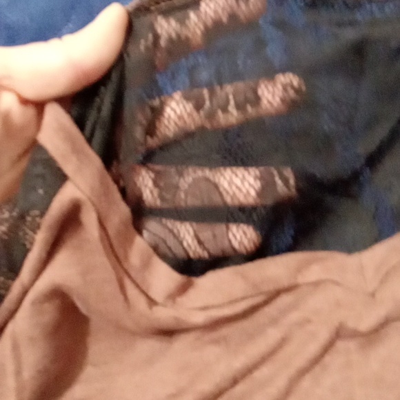 Brown and black lace bat wing crop top - Picture 3 of 5